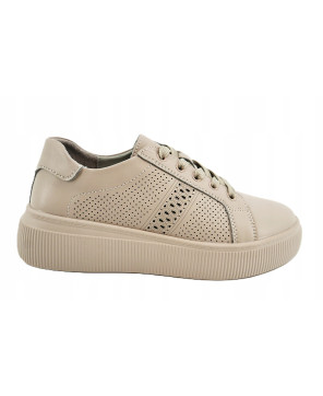GOODIN COMFORT DAMSKIE SNEAKERSY TRAMPKI 100% SKÓRA NATURALNA BEŻOWE R38