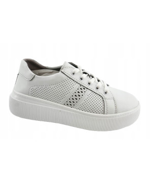 GOODIN COMFORT DAMSKIE SNEAKERSY TRAMPKI 100% SKÓRA NATURALNA BIAŁE R37