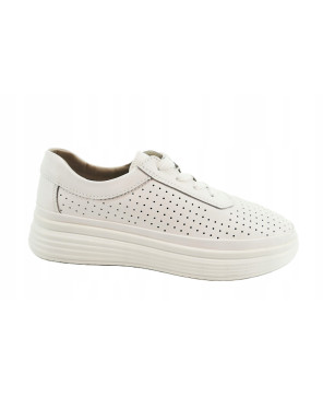 GOODIN COMFORT DAMSKIE SNEAKERSY TRAMPKI 100% SKÓRA NATURALNA BIAŁE R40