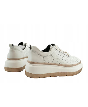 GOODIN PREMIUM SKÓRA NATURALNA DAMSKIE LEKKIE SNEAKERSY BIAŁO ZŁOTE R36