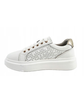 GOODIN COMFORT DAMSKIE SNEAKERSY TRAMPKI 100% SKÓRA NATURALNA BIAŁE R37