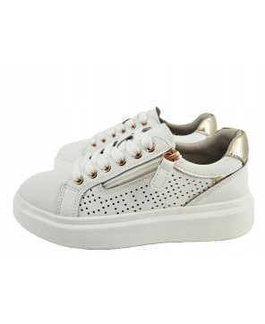 GOODIN COMFORT DAMSKIE SNEAKERSY TRAMPKI 100% SKÓRA NATURALNA BIAŁE R37