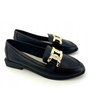 GOODIN MOKASYNY LOAFERSY CZARNE SKÓRA R40