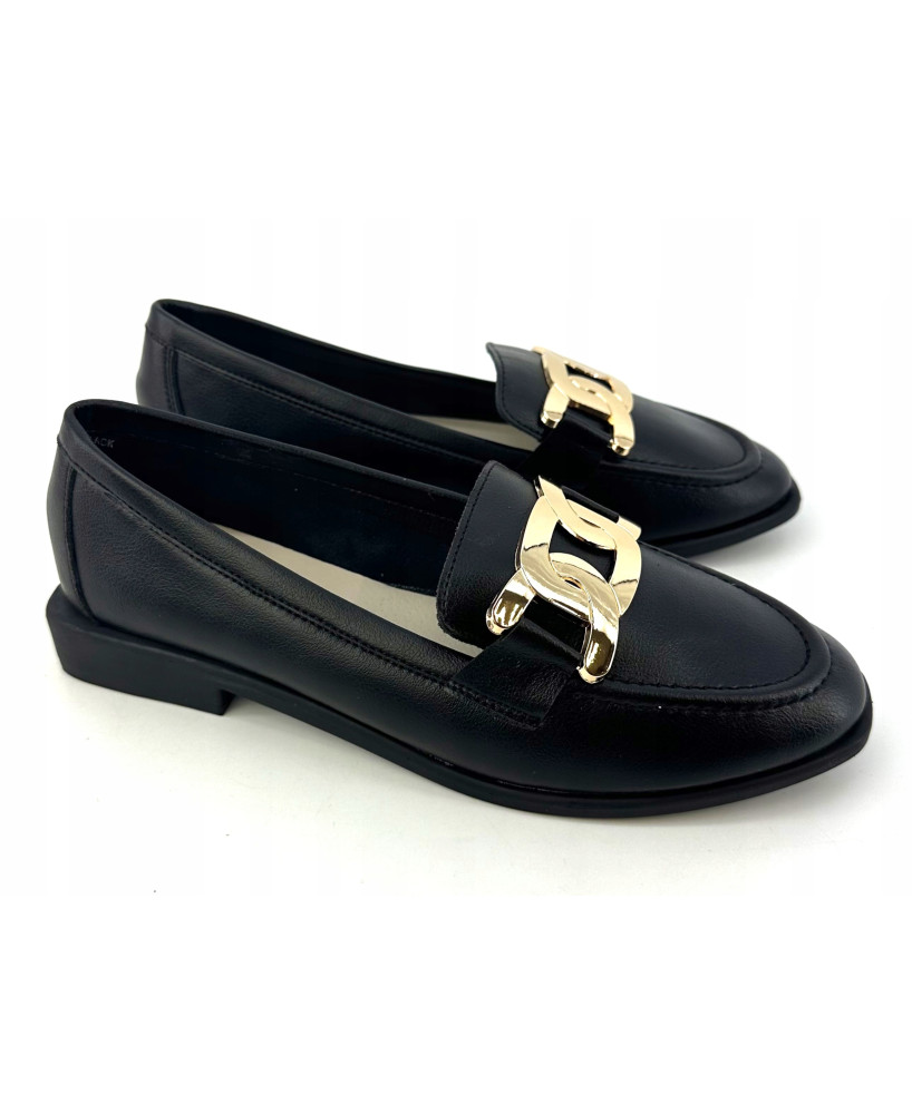 GOODIN MOKASYNY LOAFERSY CZARNE SKÓRA R40