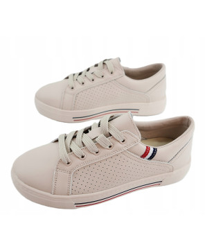 GOODIN PREMIUM DAMSKIE LEKKIE SNEAKERSY SKÓRZANE TENISÓWKI NUDE BEŻOWE R40