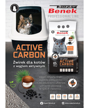 Super Benek Żwirek do kuwety dla kota z Aktywnym Węglem 10L antybakteryjny