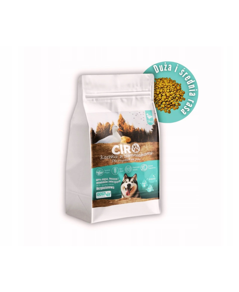 CIRO PREMIUM Bezzbożowa Karma Dla Psa z Kaczką 60% mięsa 5kg