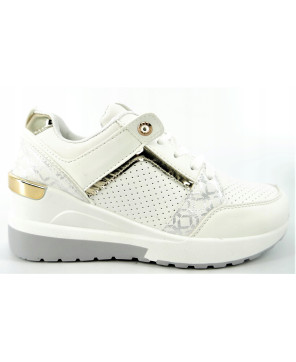 SNEAKERSY NA KOTURNIE BIAŁE EKOSKÓRA R39