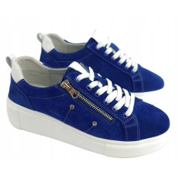GOODIN DAMSKIE BARDZO LEKKIE SNEAKERSY KOBALTOWE SKÓRA NATURALNA R40